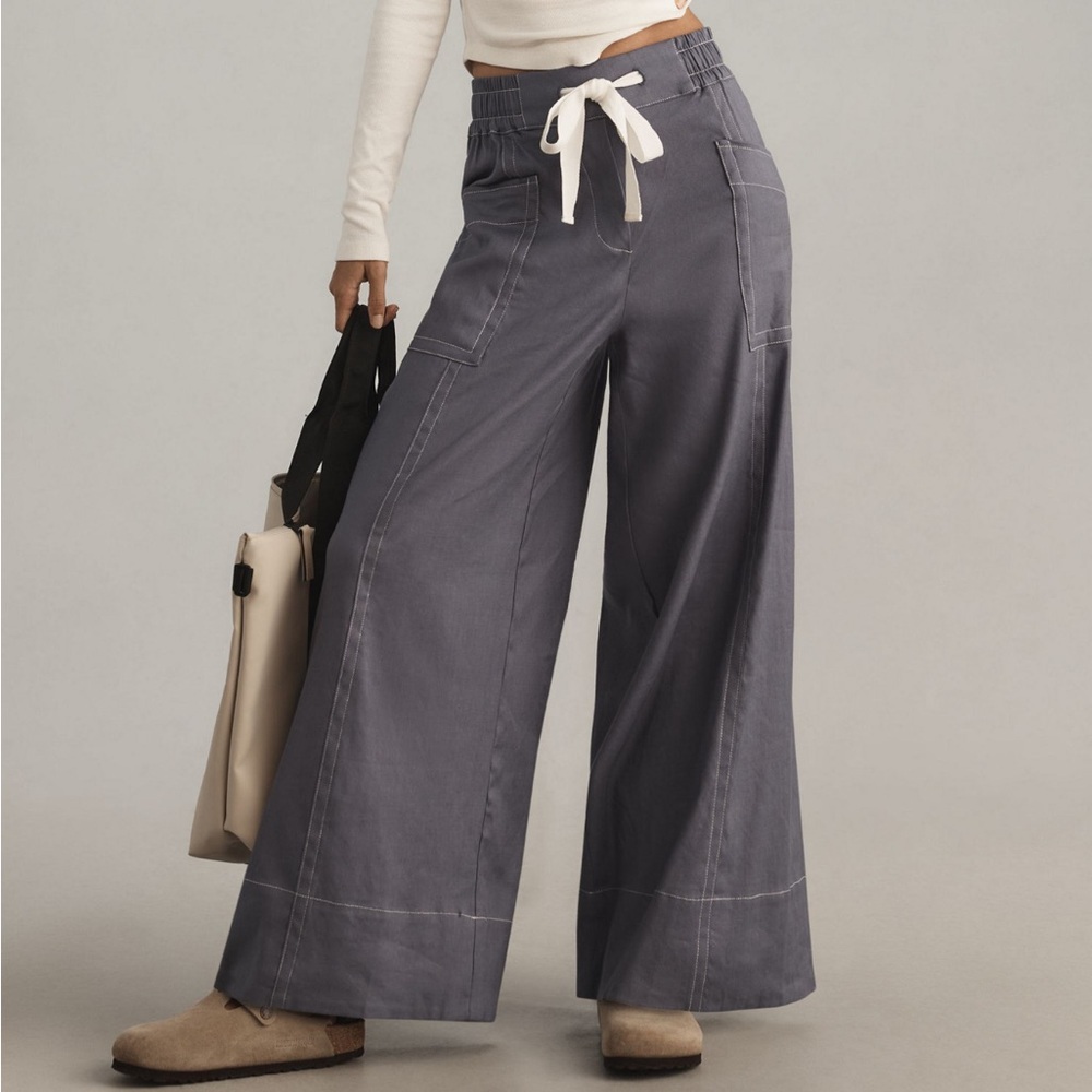 Maeve Charcoal Wide-Leg Pants